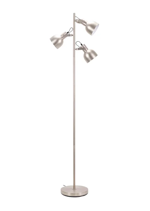 ValueLights Brushed Silver Floor Lamp with Silver Dome Shade (162cm x 45cm x 25cm) - One Size Image 3