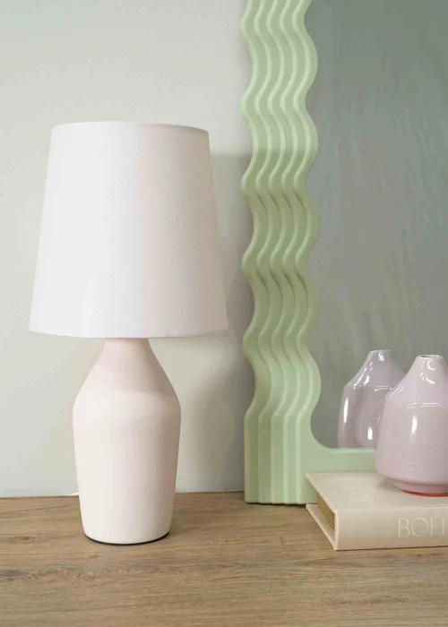 ValueLights Arlo Matte Pink Table Lamp with Pink Tapered Shade - One Size Image 1