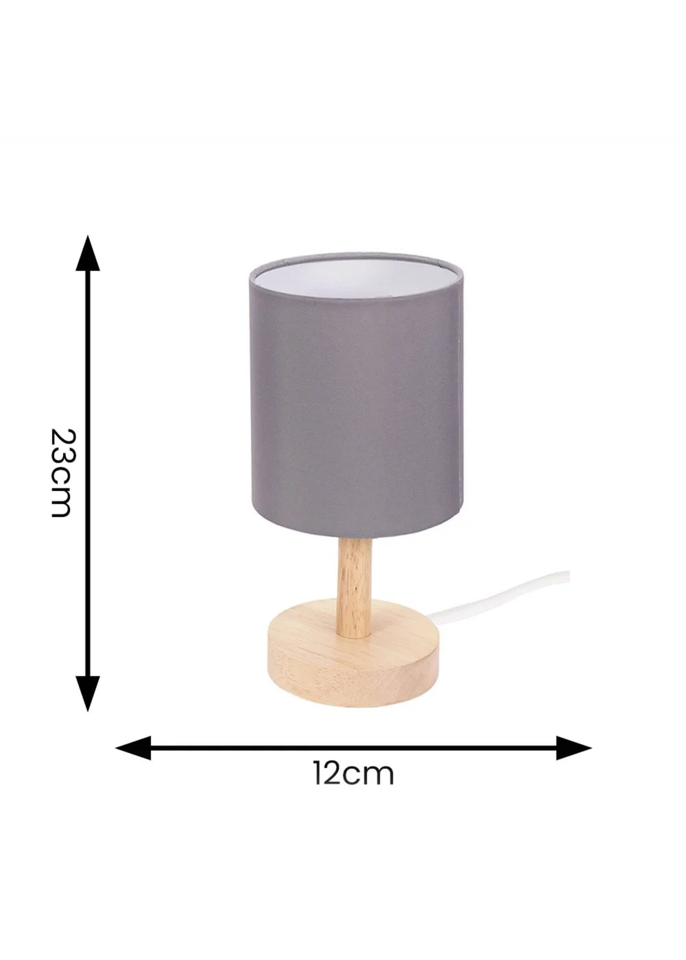 ValueLights Pair of Oak Natural Table Lamp with Grey Drum Shade - One Size Image 6