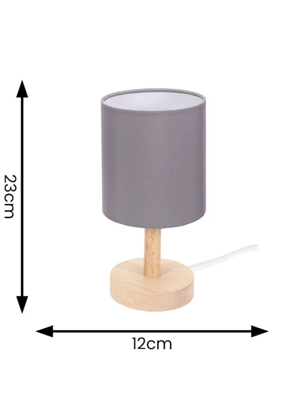 ValueLights Pair of Oak Natural Table Lamp with Grey Drum Shade - One Size Image 5