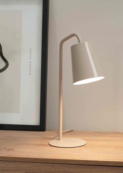 ValueLights Bibi Gloss Natural Table Lamp with Natural Tapered Shade - One Size Image 2