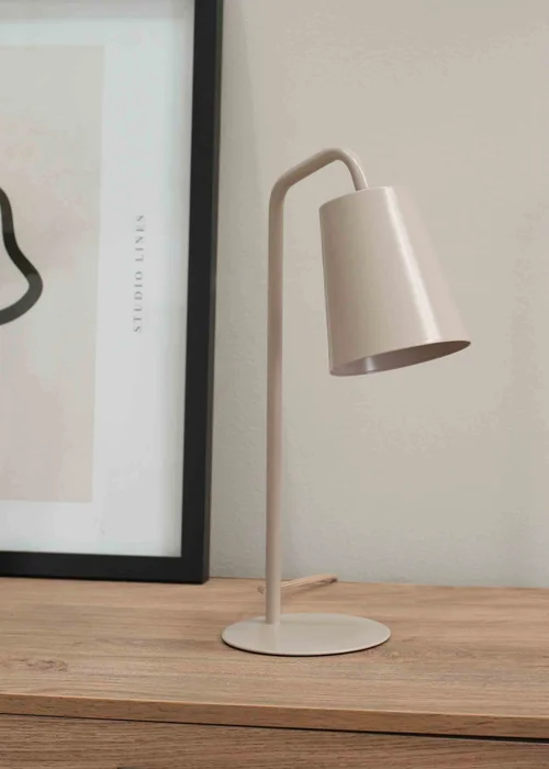 ValueLights Bibi Gloss Natural Table Lamp with Natural Tapered Shade - One Size Image 1