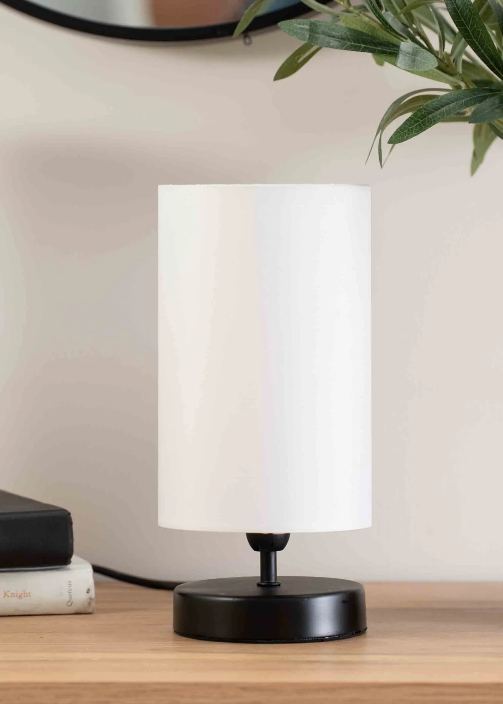 ValueLights Francis Dimmable Matte Black Table Lamp with White Drum Shade - One Size Image 1