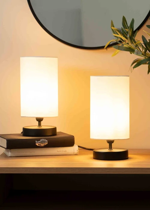 ValueLights Francis Dimmable Matte Black Table Lamp with White Drum Shade - One Size Image 3