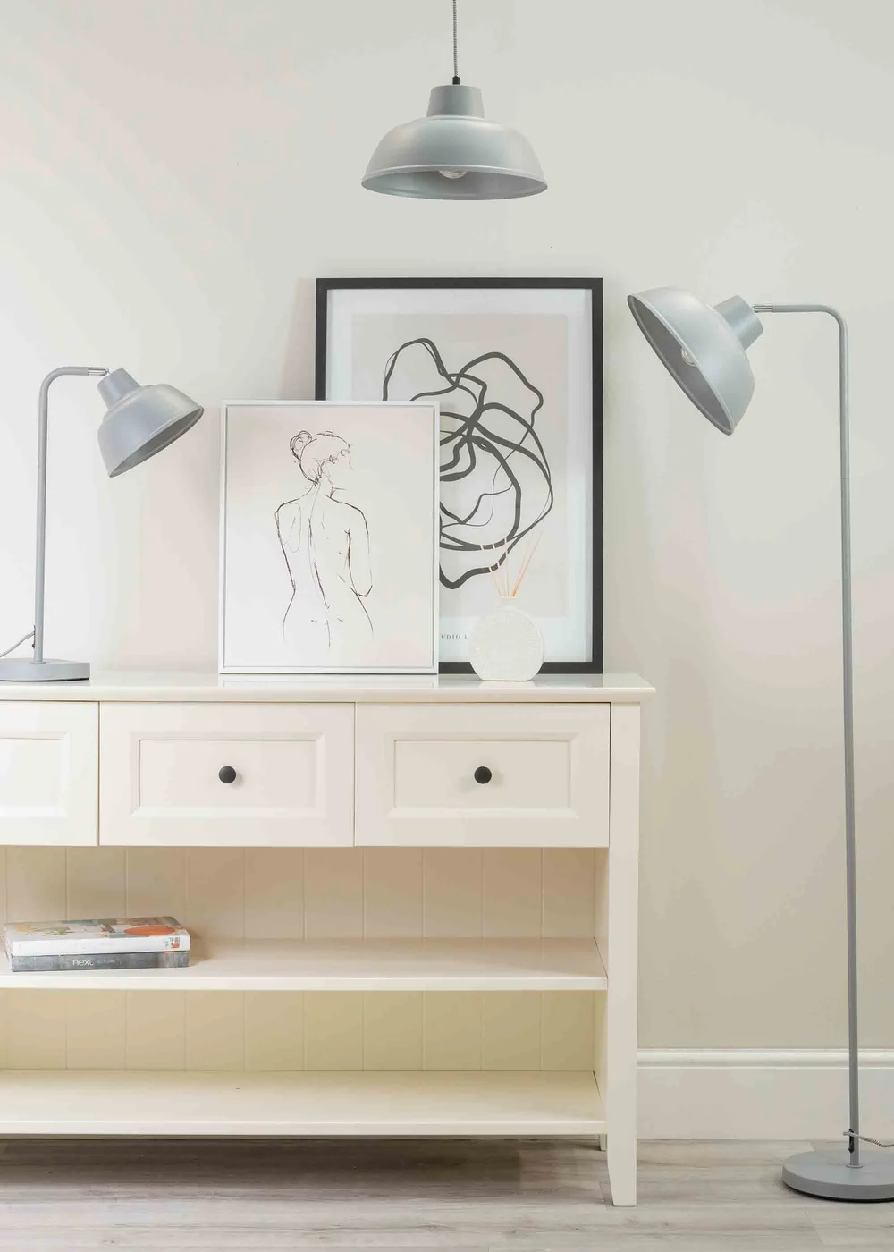 ValueLights Morris Matte Grey Floor Lamp with Grey Dome Shade - One Size Image 3