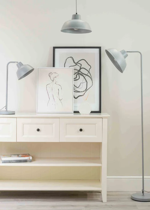 ValueLights Morris Matte Grey Floor Lamp with Grey Dome Shade - One Size Image 3