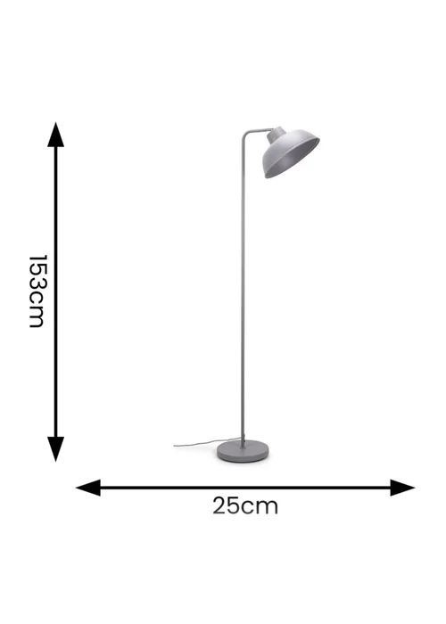 ValueLights Morris Matte Grey Floor Lamp with Grey Dome Shade - One Size Image 6