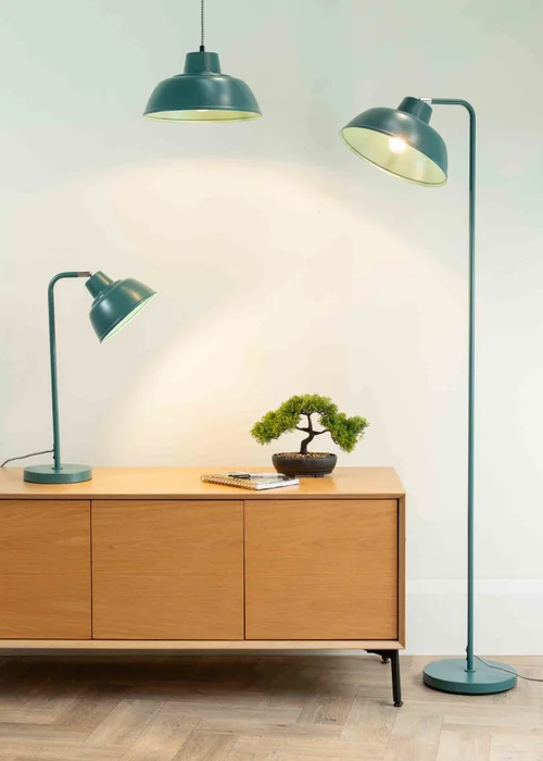 ValueLights Morris Matte Teal Floor Lamp with Teal Dome Shade - One Size Image 3