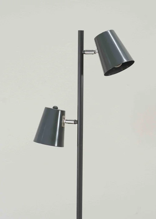 ValueLights Bibi Gloss Grey Floor Lamp with Grey Tapered Shade - One Size Image 3
