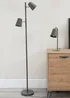 ValueLights Bibi Gloss Grey Floor Lamp with Grey Tapered Shade - One Size Image 1