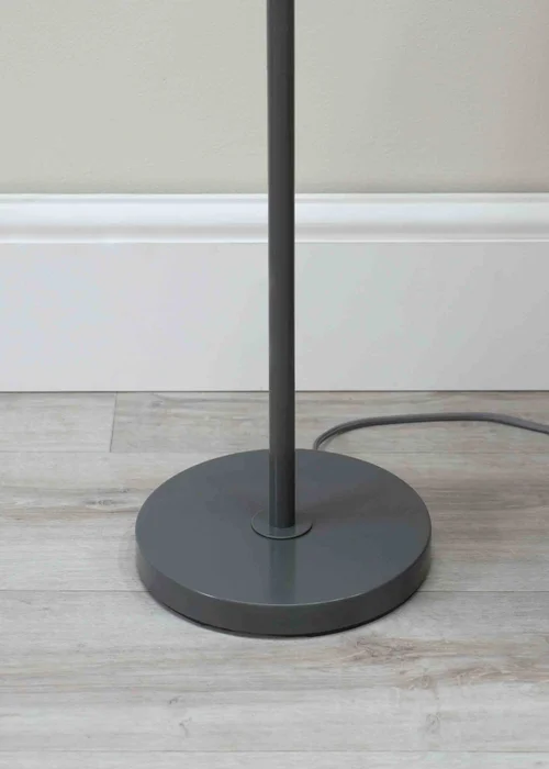 ValueLights Bibi Gloss Grey Floor Lamp with Grey Tapered Shade - One Size Image 4