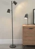 ValueLights Bibi Gloss Grey Floor Lamp with Grey Tapered Shade - One Size Image 2
