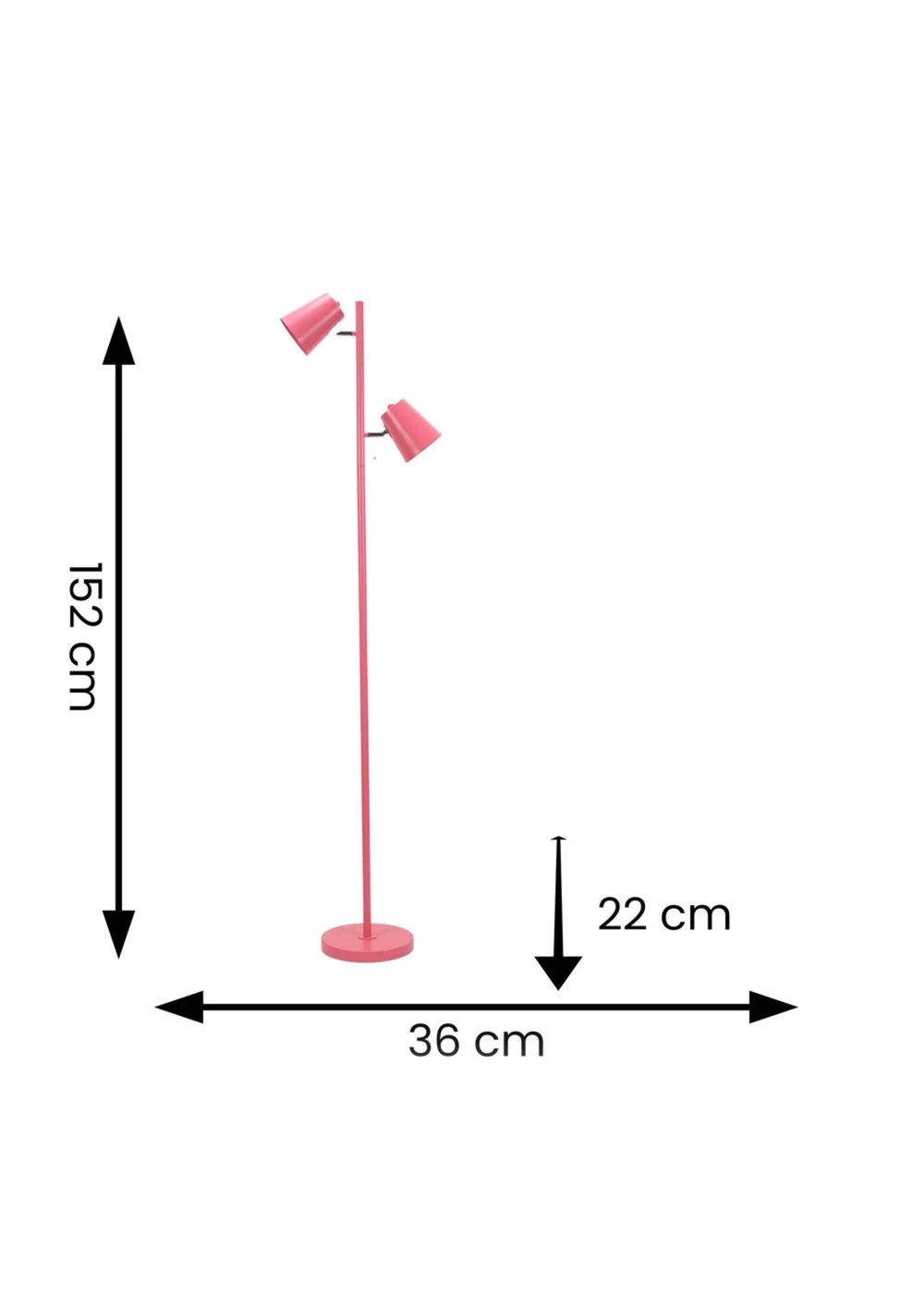 ValueLights Bibi Gloss Pink Floor Lamp with Pink Tapered Shade - One Size Image 6