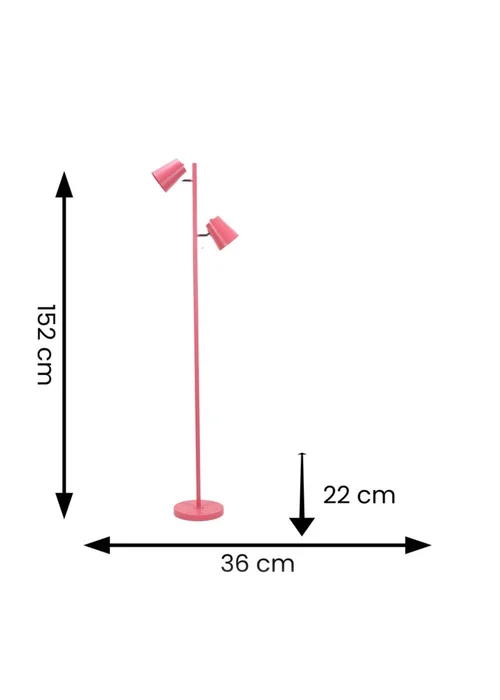 ValueLights Bibi Gloss Pink Floor Lamp with Pink Tapered Shade - One Size Image 6