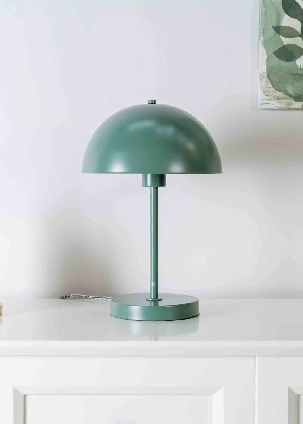 ValueLights Stassi Matte Green Table Lamp with Green Dome Shade - One Size Image 1