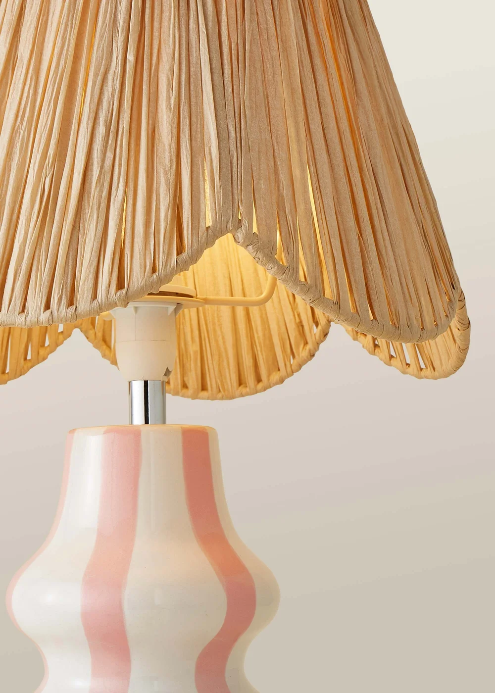 ValueLights Perrie Gloss Pink Table Lamp with Natural Tapered Shade - One Size Image 4