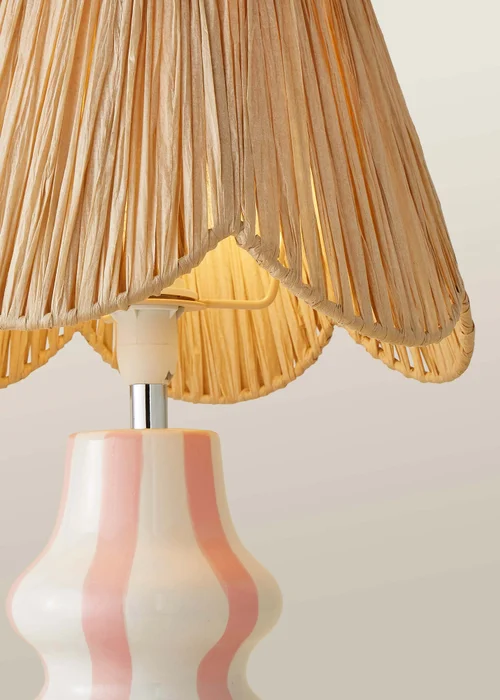 ValueLights Perrie Gloss Pink Table Lamp with Natural Tapered Shade - One Size Image 4