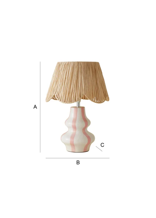 ValueLights Perrie Gloss Pink Table Lamp with Natural Tapered Shade - One Size Image 6