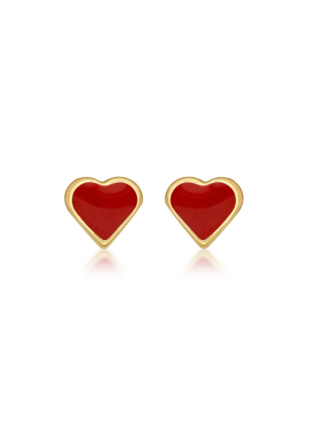 Golden Moments 9ct Yellow Gold Enamel Heart Stud Earrings - One Size Image 1