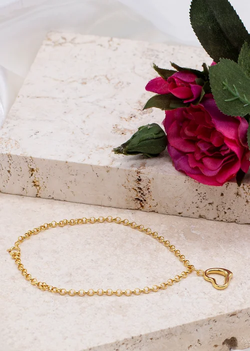 Golden Moments 9ct Yellow Gold Heart-Charm Bracelet - One Size Image 3