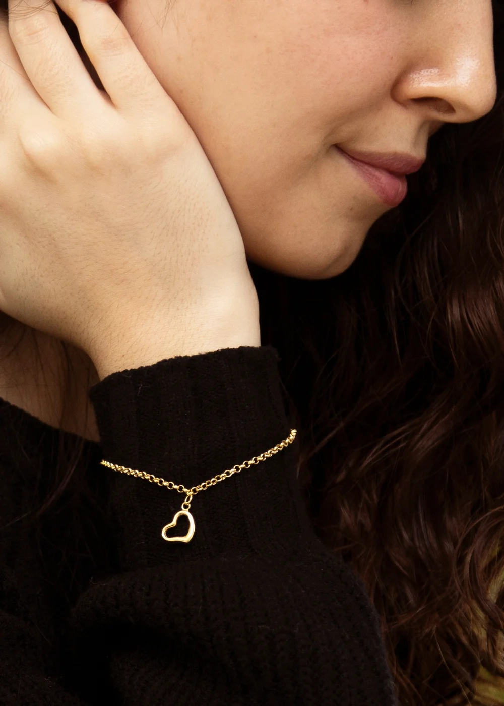 Golden Moments 9ct Yellow Gold Heart-Charm Bracelet - One Size Image 2