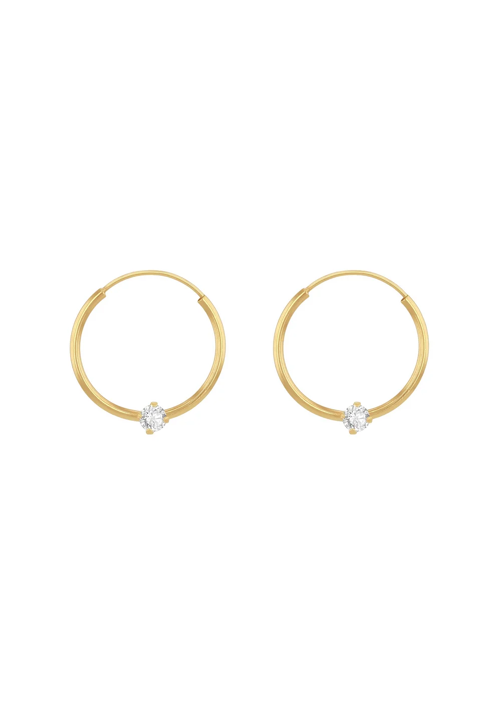 Golden Moments 9ct Yellow Gold White CZ Sleeper Earring - One Size Image 1