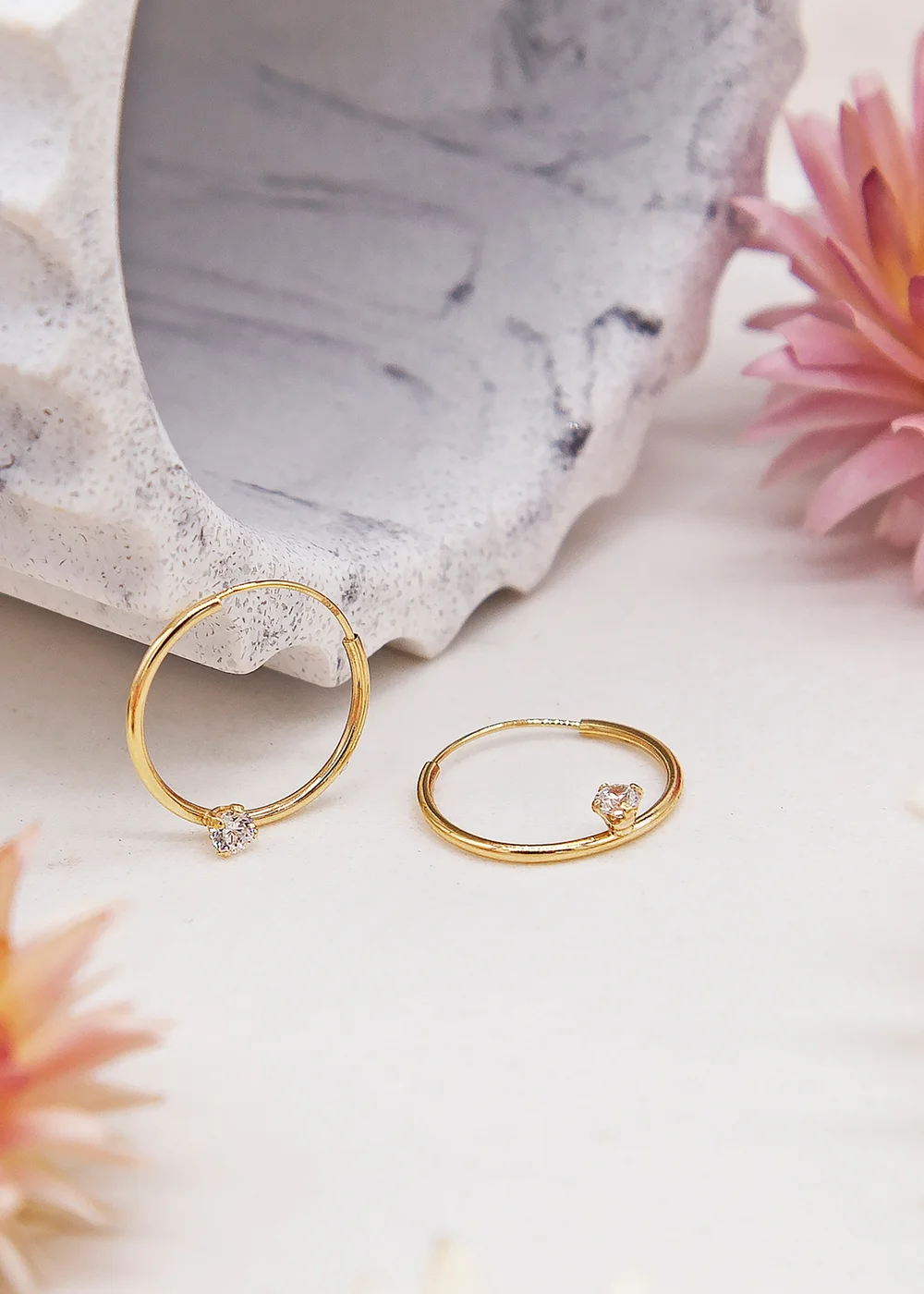 Golden Moments 9ct Yellow Gold White CZ Sleeper Earring - One Size Image 2