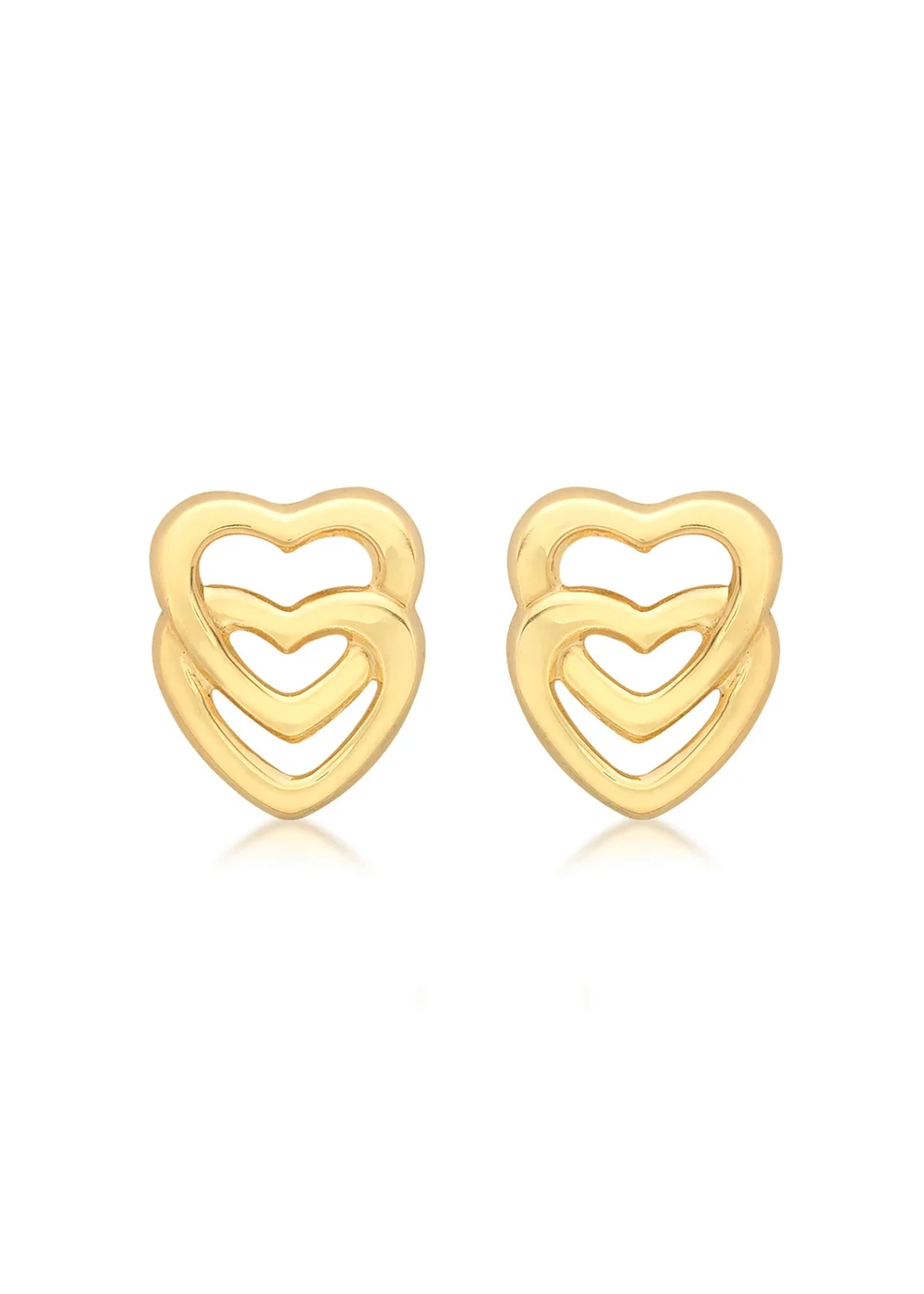 Golden Moments 9ct Yellow Gold Entwined-Hearts Stud Earrings - One Size Image 1