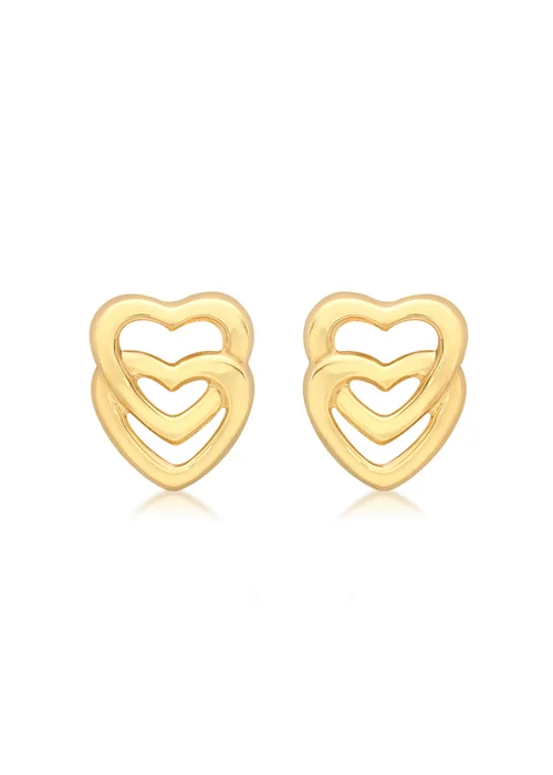 Golden Moments 9ct Yellow Gold Entwined-Hearts Stud Earrings - One Size Image 1
