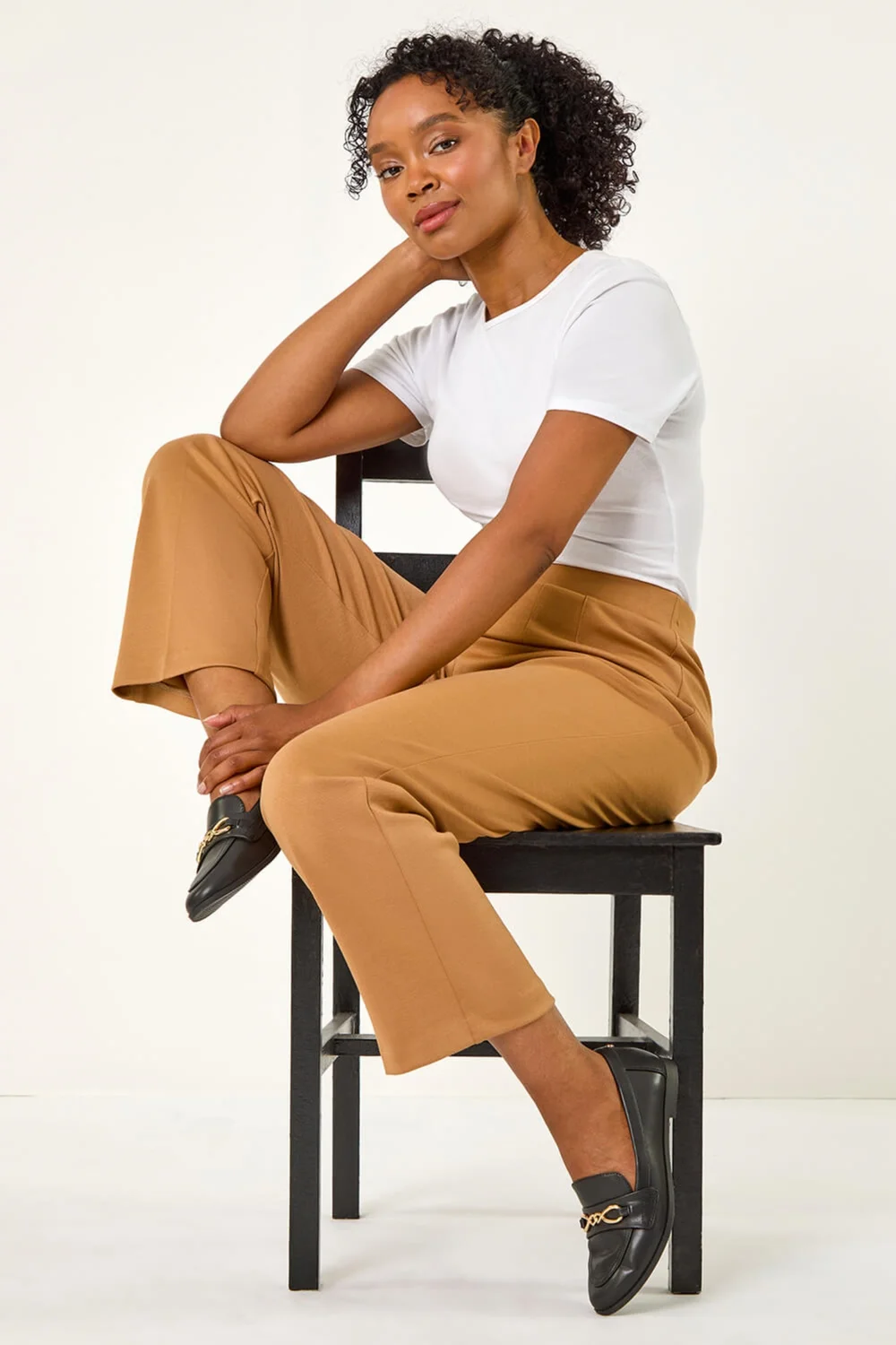 Roman Camel Petite Straight Leg Ponte Stretch Trouser - 8 Image 3