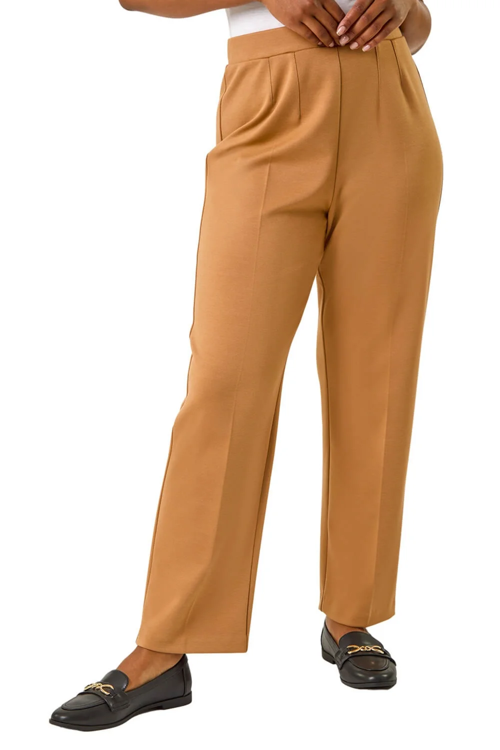 Roman Camel Petite Straight Leg Ponte Stretch Trouser - 8 Image 1