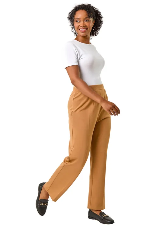Roman Camel Petite Straight Leg Ponte Stretch Trouser - 8 Image 2