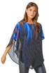 Roman Blue Abstract Stretch Chiffon Overlay Top - Size 14 Image 1