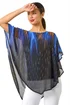 Roman Blue Abstract Stretch Chiffon Overlay Top - Size 14 Image 2