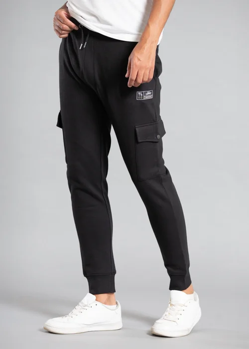 Tokyo Laundry Black Cotton Blend Joggers with Cargo-Style Pockets - L Image 1