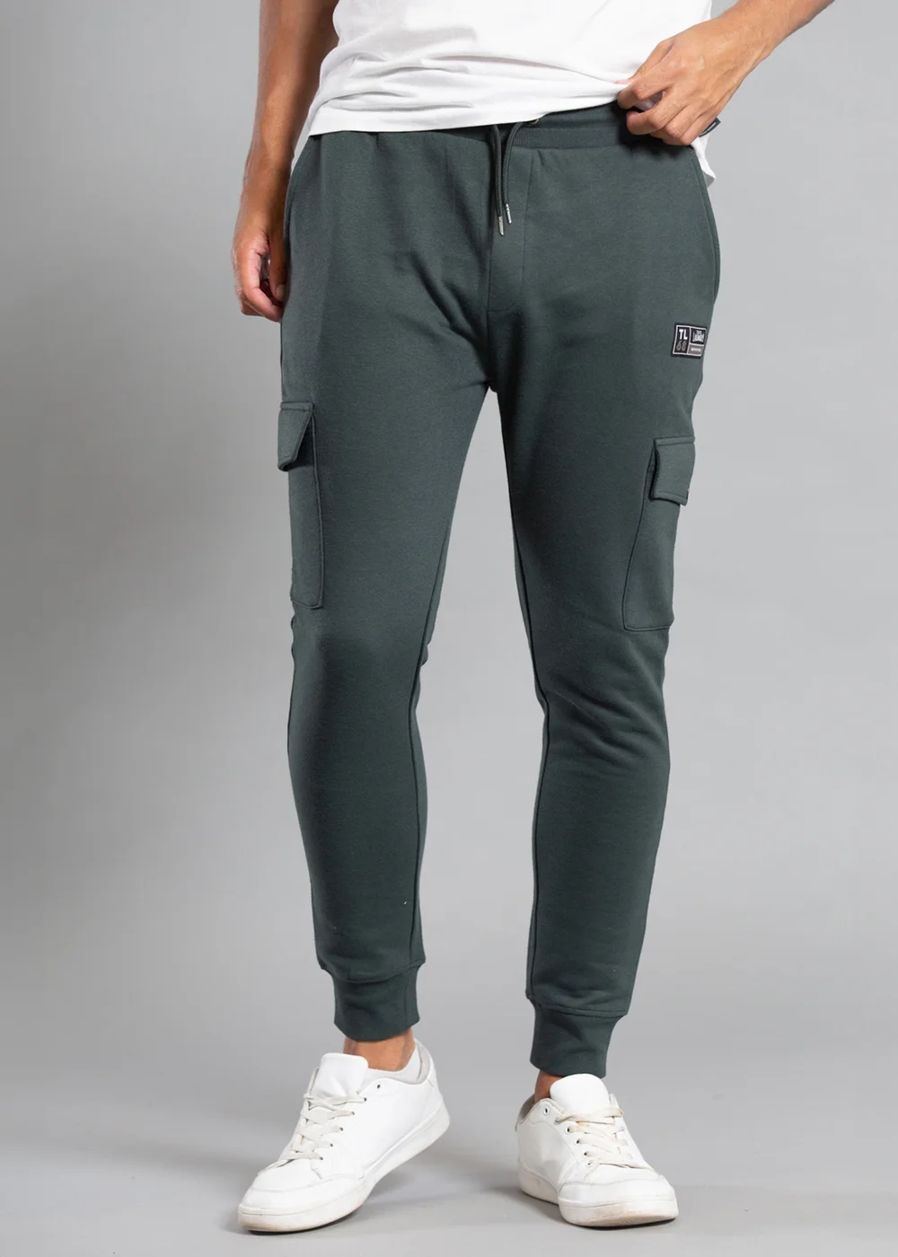 Tokyo Laundry Dark Green Cotton Blend Joggers with Cargo-Style Pockets - S Image 1