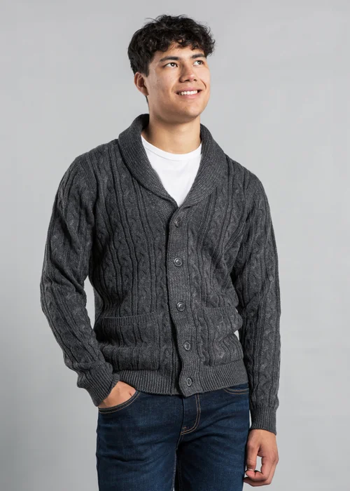 Tokyo Laundry Charcoal Shawl Neck Cable Knit Cardigan - L Image 1