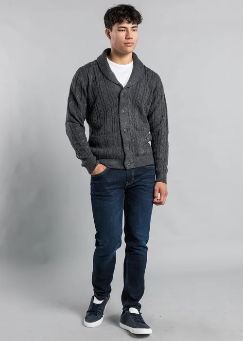 Tokyo Laundry Charcoal Shawl Neck Cable Knit Cardigan - L Image 3