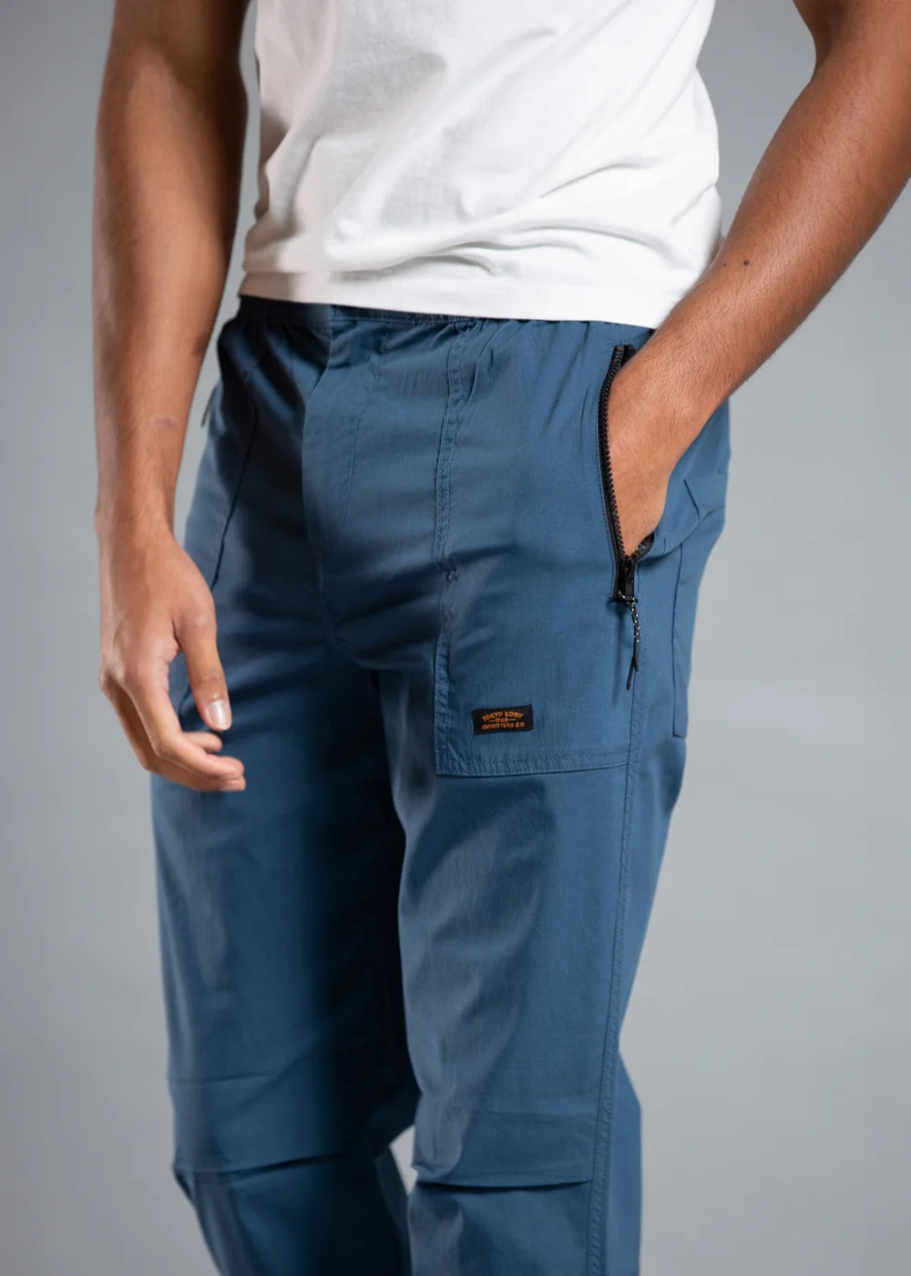 Tokyo Laundry Blue Cotton Cargo Trousers - S Image 3