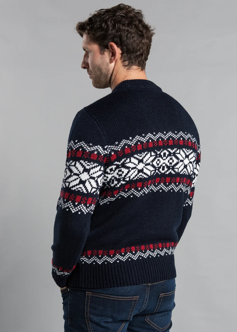 Tokyo Laundry Navy Crew Neck Jumper with Jacquard Print - L Image 2