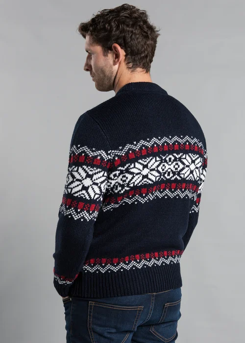 Tokyo Laundry Navy Crew Neck Jumper with Jacquard Print - L Image 2