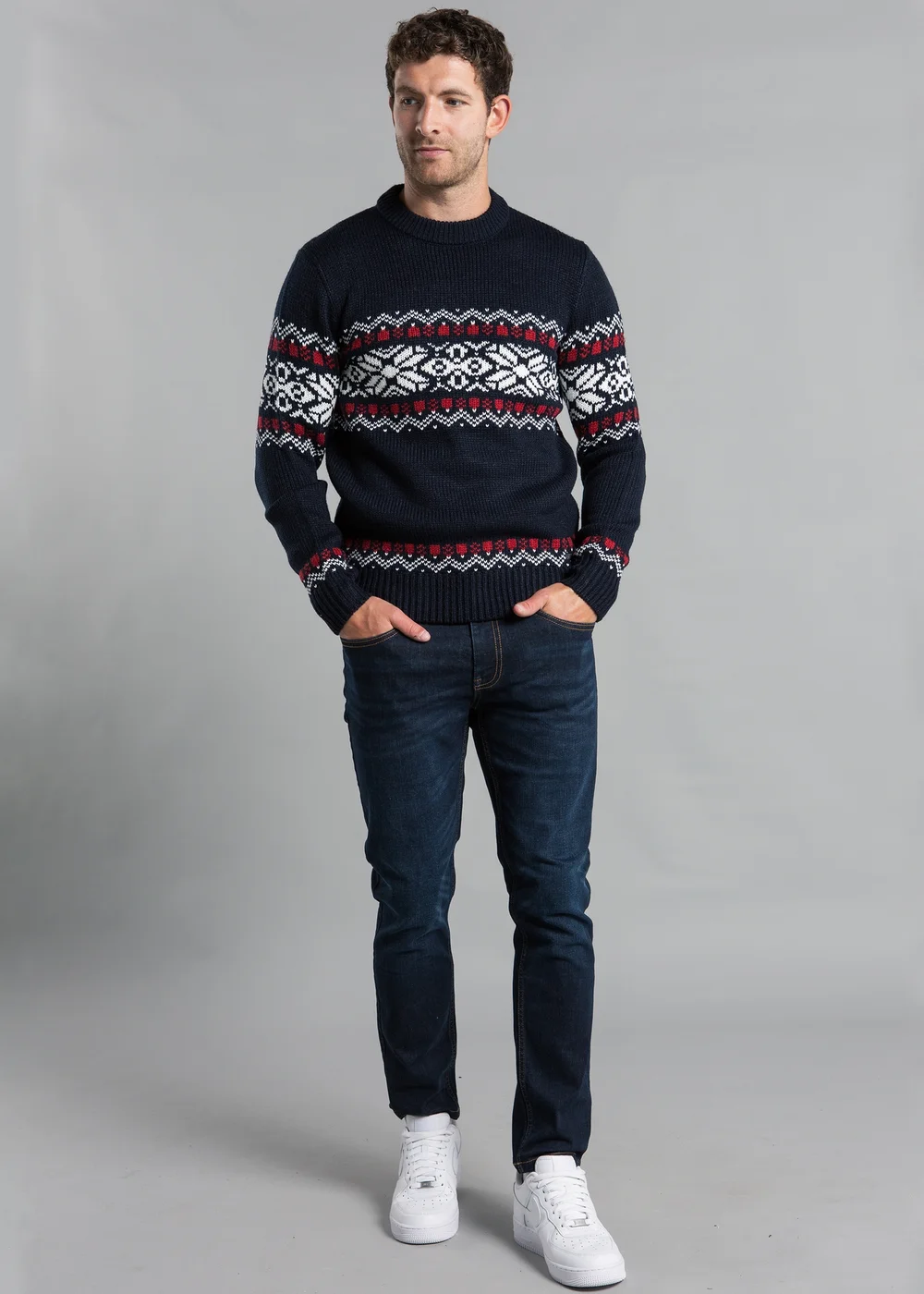 Tokyo Laundry Navy Crew Neck Jumper with Jacquard Print - L Image 3
