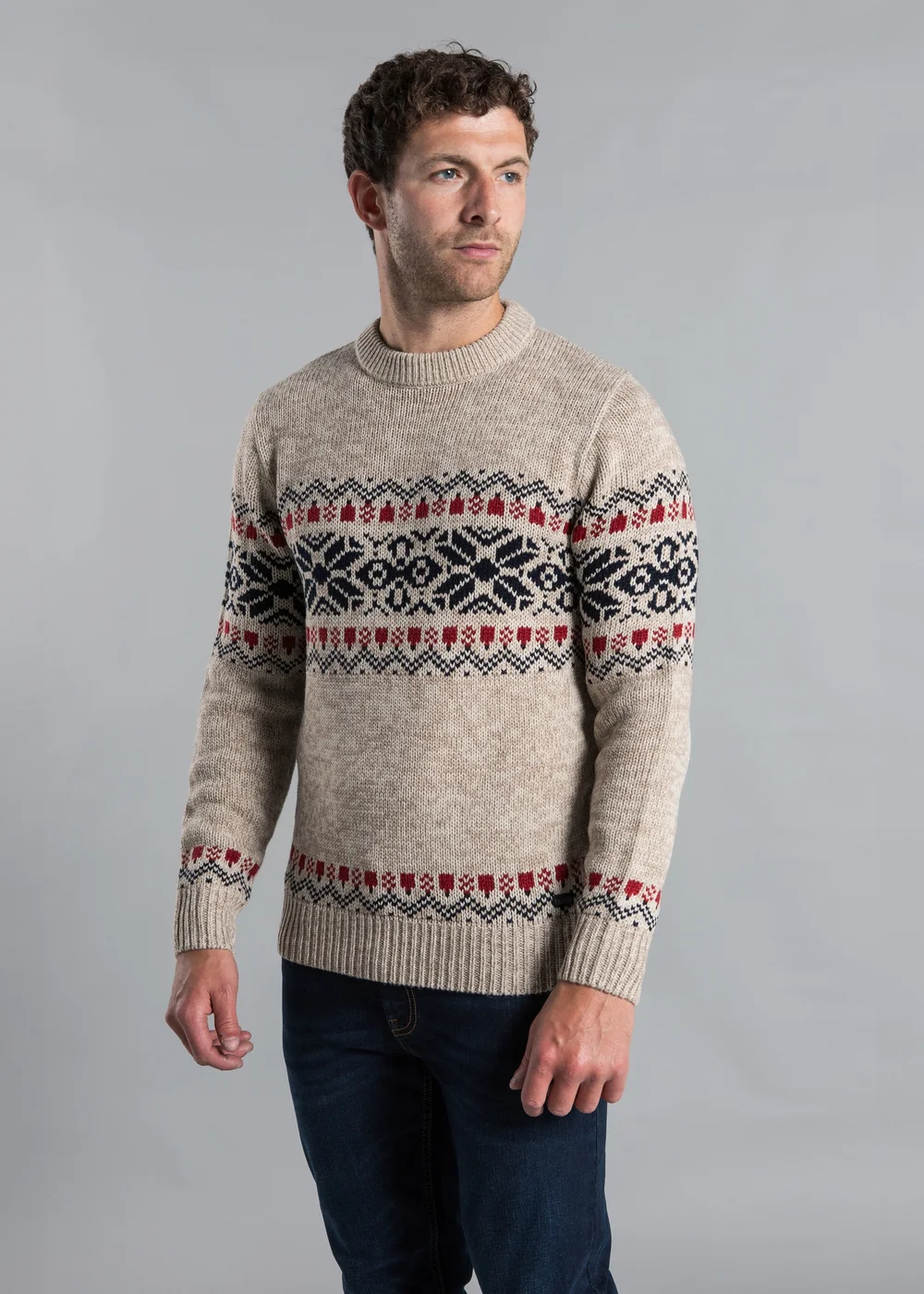 Tokyo Laundry Natural Crew Neck Jumper with Jacquard Print - 2XL Image 1
