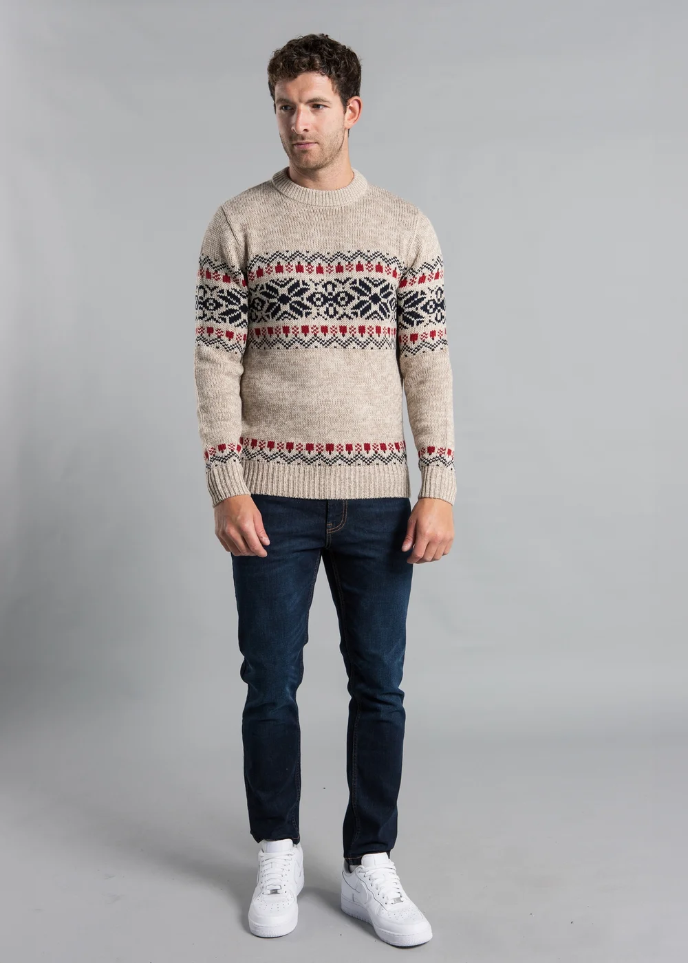 Tokyo Laundry Natural Crew Neck Jumper with Jacquard Print - 2XL Image 3