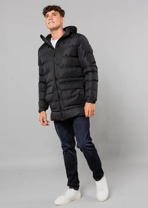 Tokyo Laundry Black Hooded Padded Parka Jacket with Toggles - S Image 3