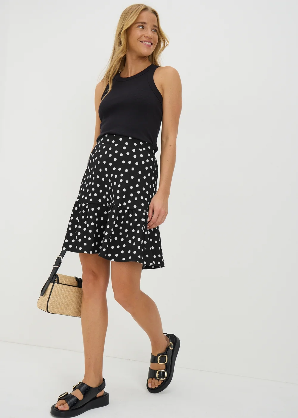 Black Polka Dot Mini Skirt - 8 Image 2
