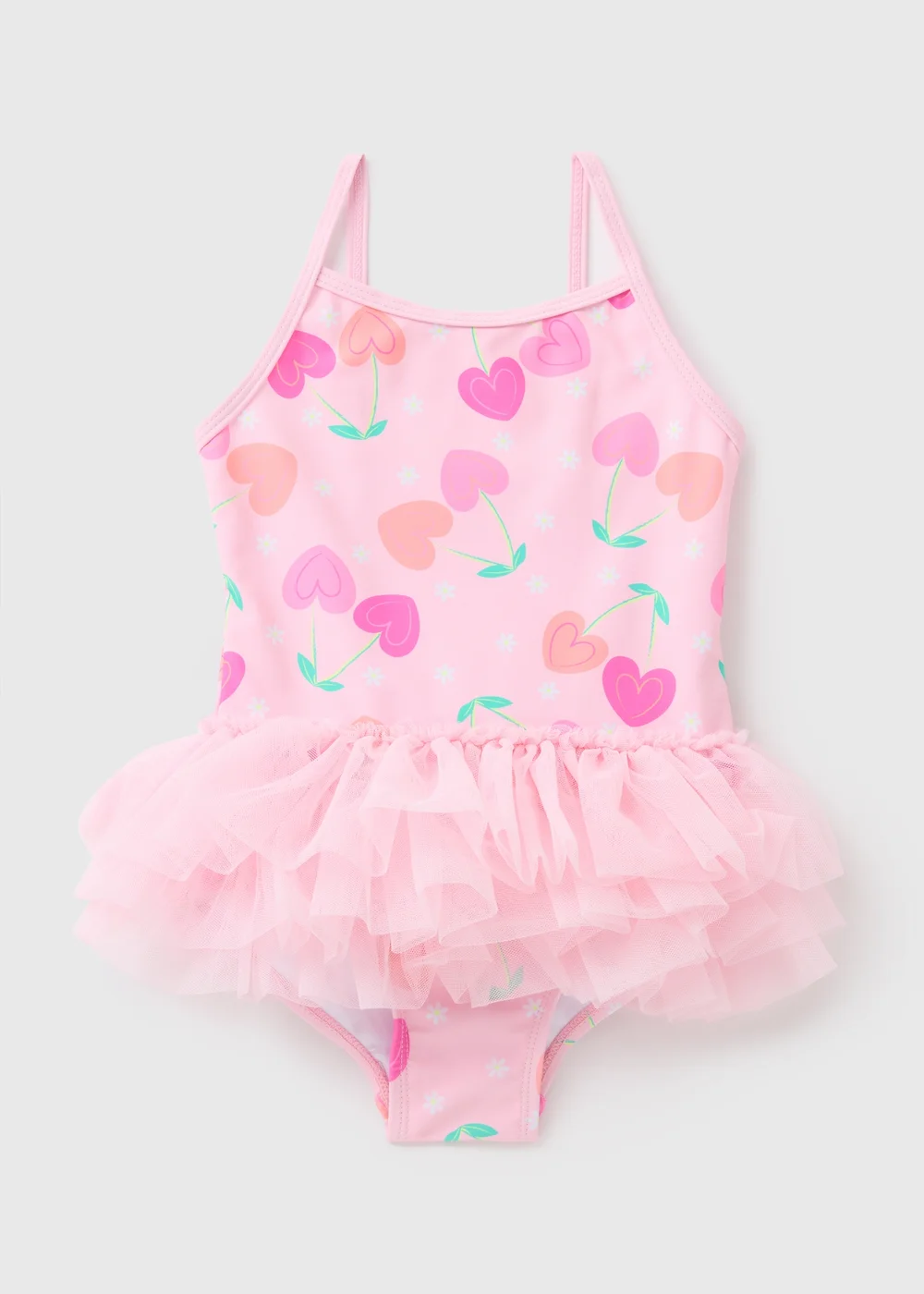 Girls Pink Cherry Tutu Swimsuit (1-7yrs) - 1-1.5 Yrs Image 1