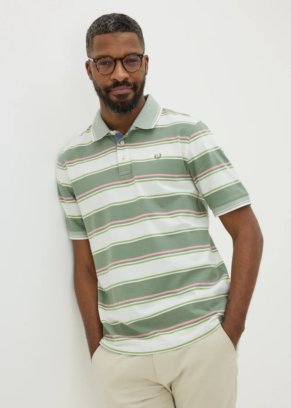 Lincoln Sage Stripe Polo Shirt - S Image 1
