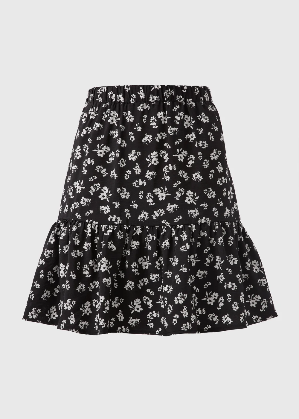 Black Floral Tiered Mini Skirt - 8 Image 3