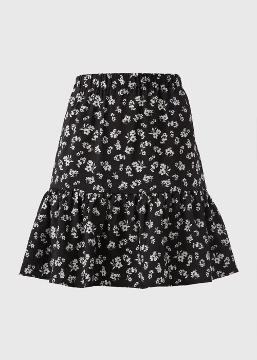 Black Floral Tiered Mini Skirt - 8 Image 3